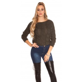 Crop sveter KouCla Sweater Khaki