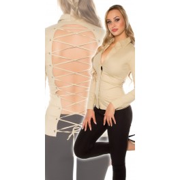 Bl&uacute;zka so &scaron;nurovačkou Beige
