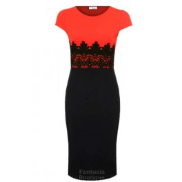 Spoločenské šaty s krajkou Coral/Black