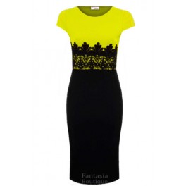 Spoločenské šaty s krajkou Lime/Black