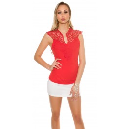 Trendy top s čipkou Red